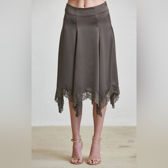 Dresses & Skirts - Handkerchief Satin Midi Skirt Black